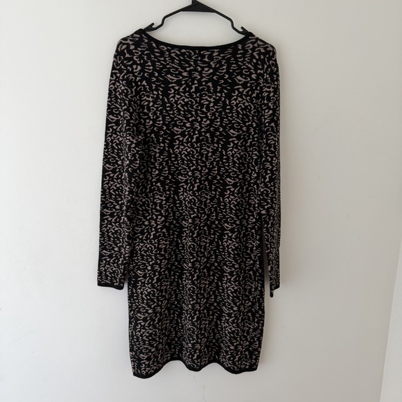 Y2K Leopard Print Knit Sweater Dress Long Sleeve Button Front Brown Mob Wife M - Picture 3 of 8